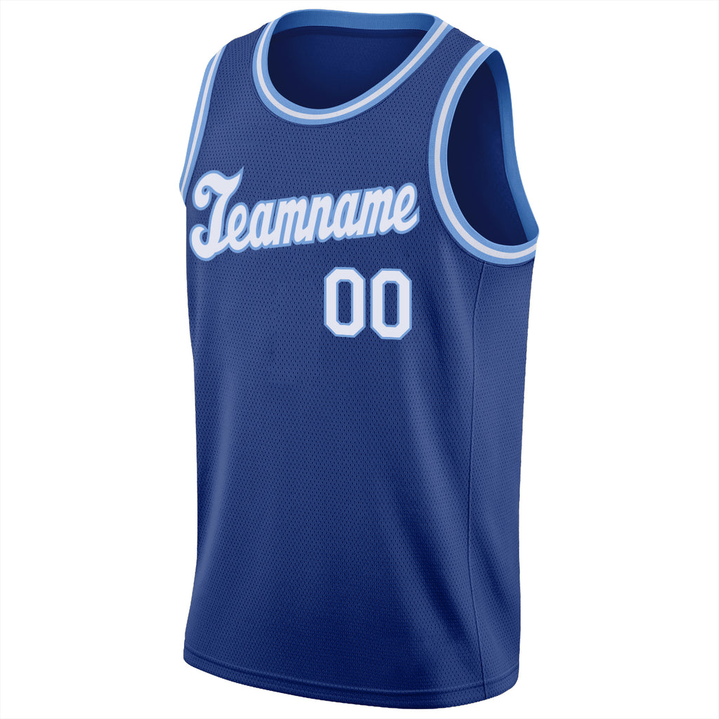 Custom Royal White-Light Blue Round Neck Sublimation Basketball Suit Jersey  Fast Shipping – FiitgCustom