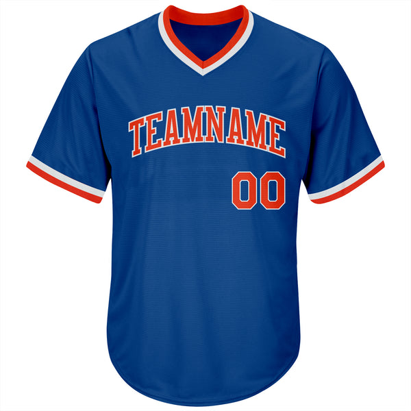 Custom Royal Orange-White Authentic Throwback Rib-Knit Baseball Jersey Shirt