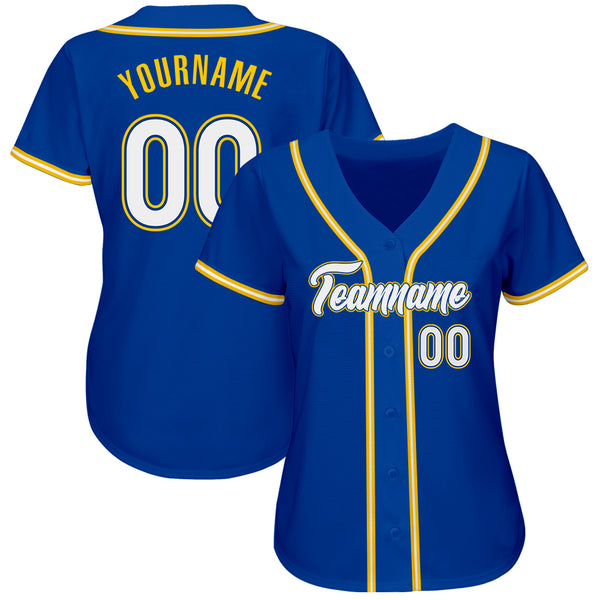 Custom Royal White-Gold Authentic Baseball Jersey