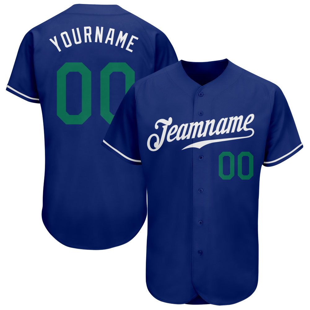 Custom Royal Kelly Green-White Authentic Baseball Jersey