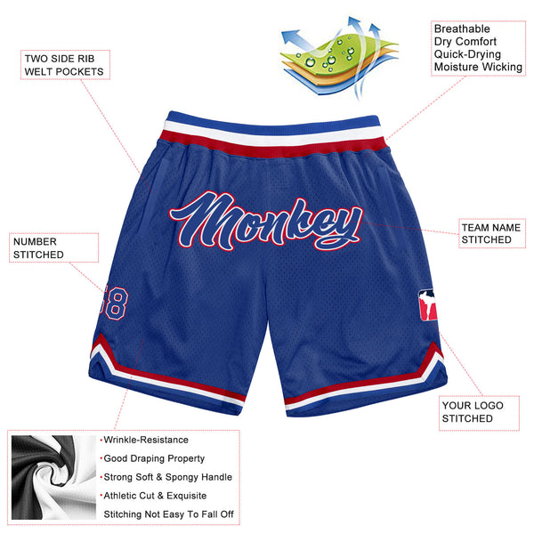 Custom Royal Royal-Red Authentic Throwback Basketball Shorts