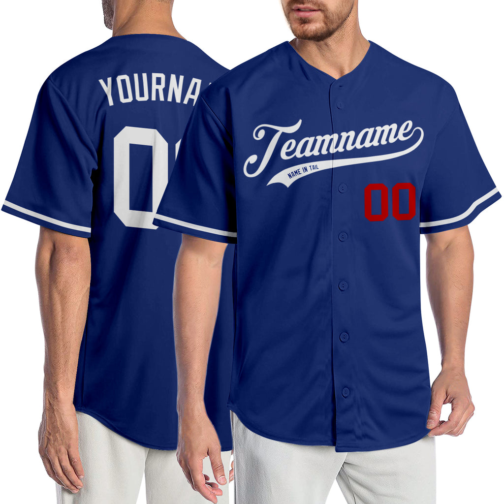 Custom Royal White-Red Authentic Baseball Jersey