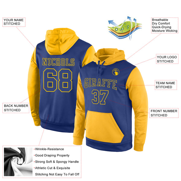 Custom Stitched Royal Royal-Gold Sports Pullover Sweatshirt Hoodie