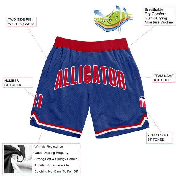 Custom Royal Red-White Authentic Throwback Basketball Shorts