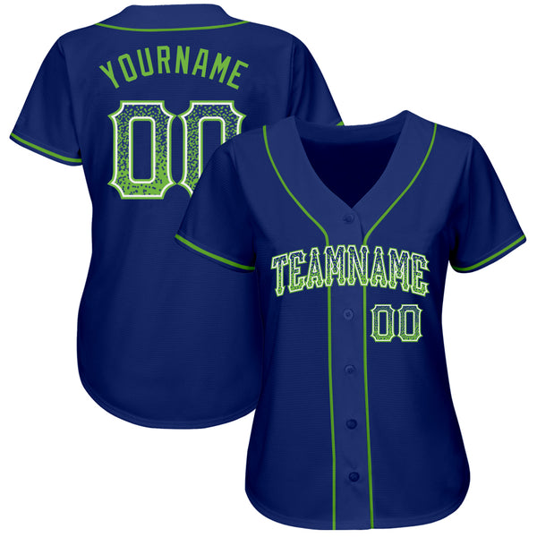 Custom Royal Neon Green-White Authentic Drift Fashion Baseball Jersey