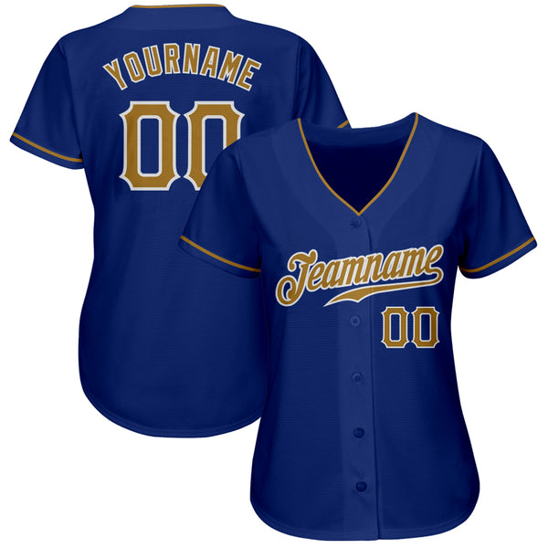 Custom Royal Old Gold-White Authentic Baseball Jersey