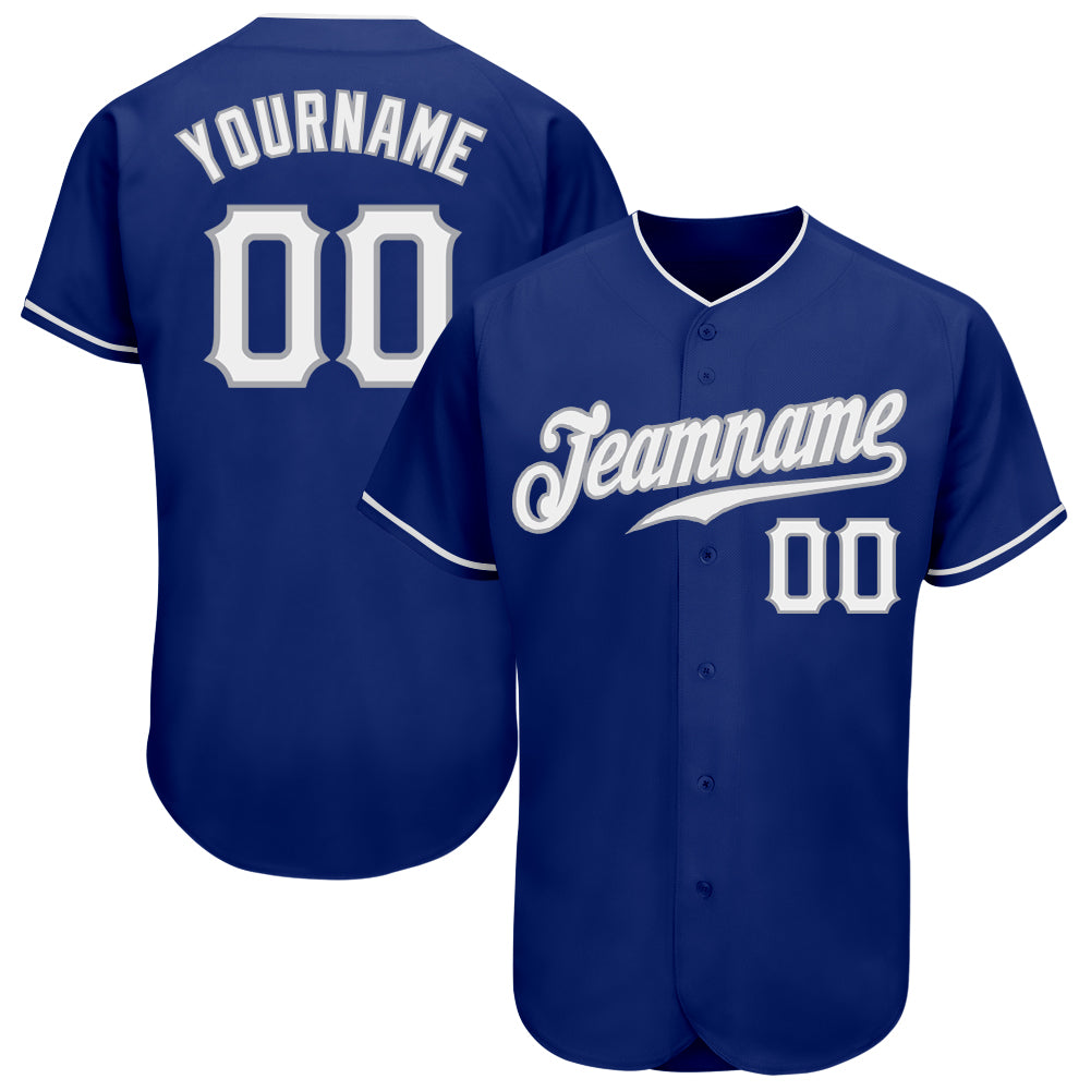 Custom Royal White-Gray Authentic Baseball Jersey