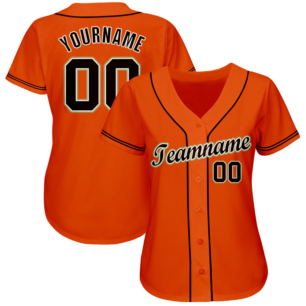 Custom Orange Black Cream-Old Gold  Baseball Jersey