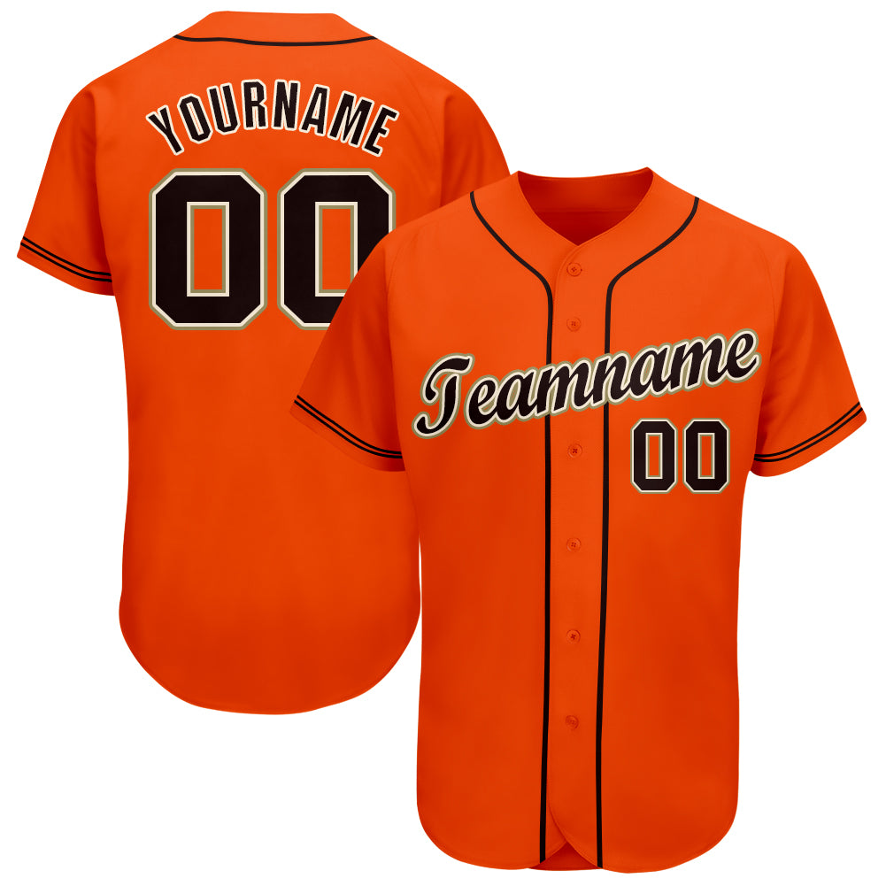 Custom Orange Black Cream-Old Gold  Baseball Jersey