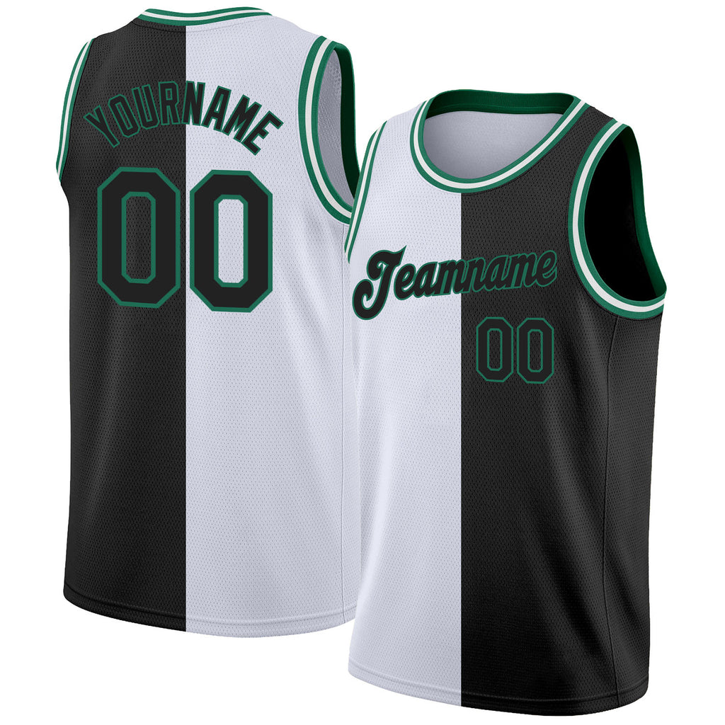 FIITG Custom Basketball Jersey Kelly Green White Pinstripe Black Authentic Youth Size:L