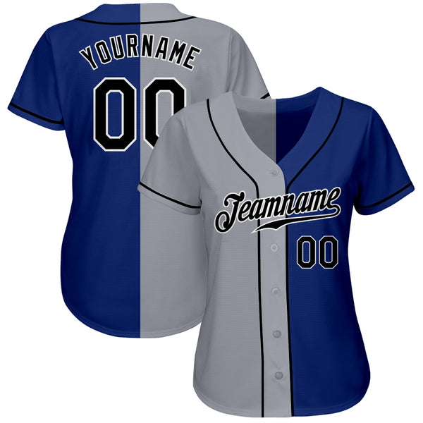 Custom Royal Black-Gray Authentic Split Fashion Baseball Jersey