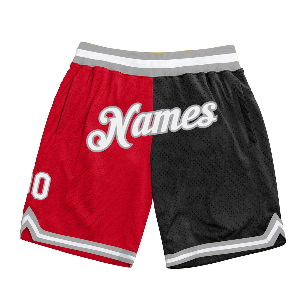 Custom Red White-Black Authentic Throwback Split Fashion Basketball Shorts