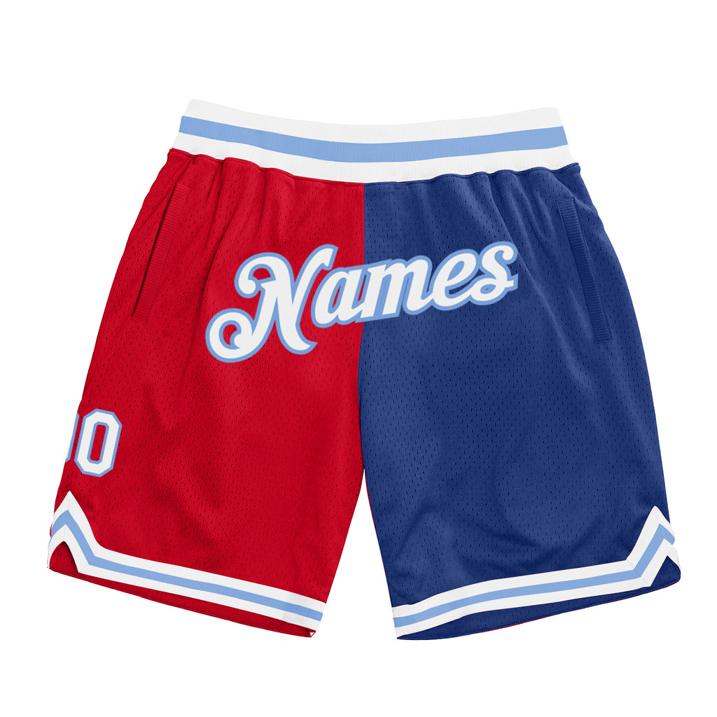 Custom Red White-Royal Authentic Throwback Split Fashion Basketball Shorts