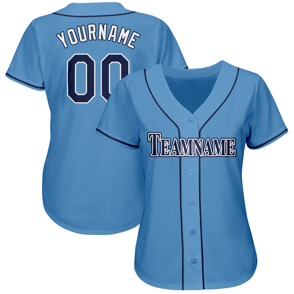 Custom Powder Blue Navy-White Softball Jersey