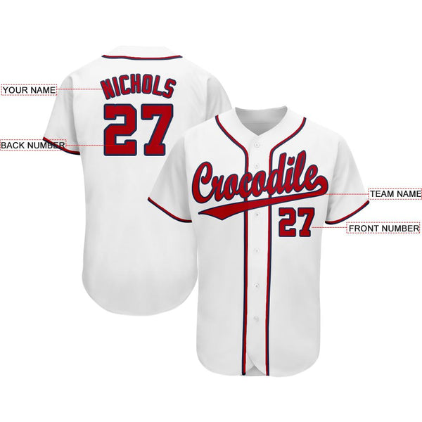 Custom White Red-Navy Softball Jersey