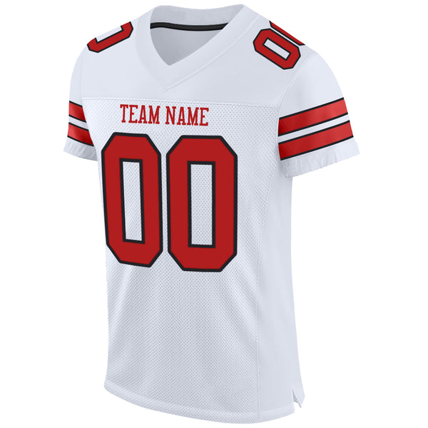 Custom White Scarlet-Black Mesh Authentic Football Jersey