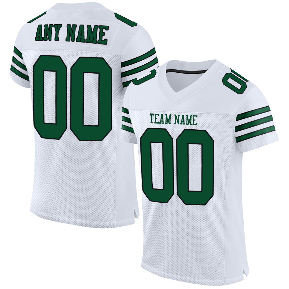 Custom White Gotham Green-Black Mesh Authentic Football Jersey