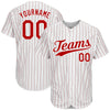 Custom White Red Pinstripe Red-White Authentic Baseball Jersey