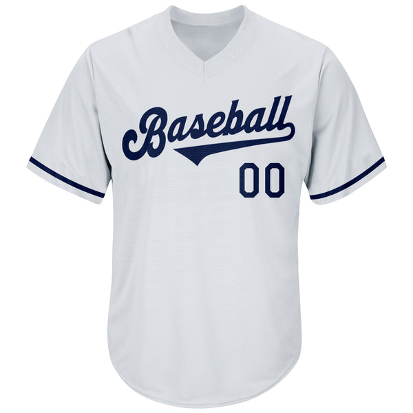 Custom White Navy Authentic Throwback Rib-Knit Baseball Jersey Shirt