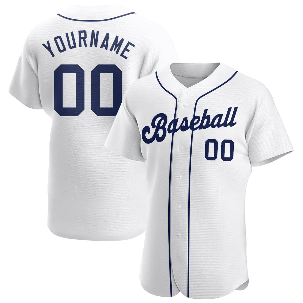 Custom Own White Navy Authentic Baseball Stitched Jersey Free Shipping