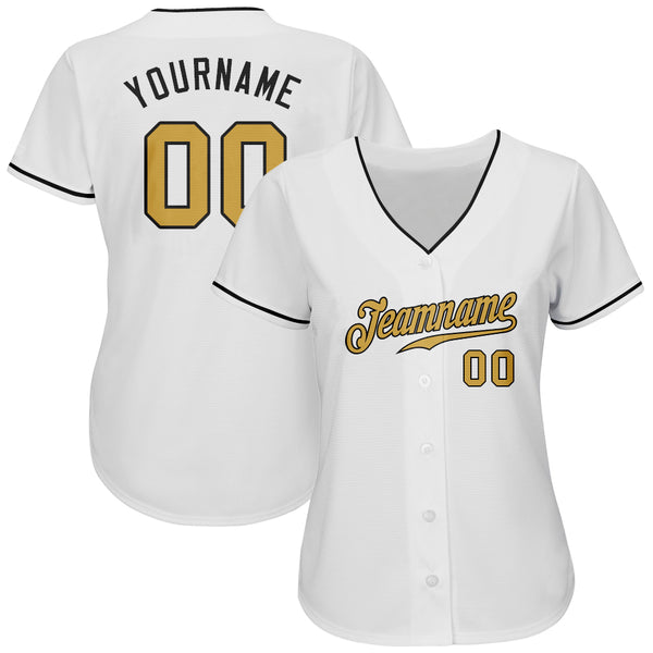 Custom White Old Gold-Black Authentic Baseball Jersey