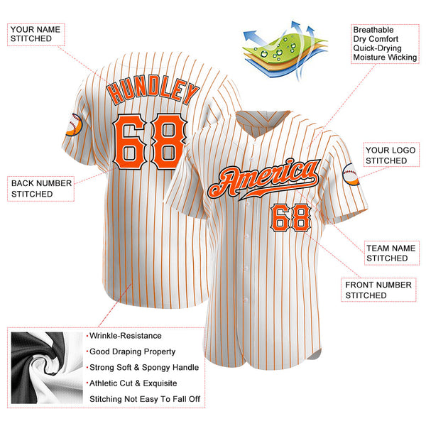 Custom White Orange Pinstripe Orange-Black Authentic Softball Jersey