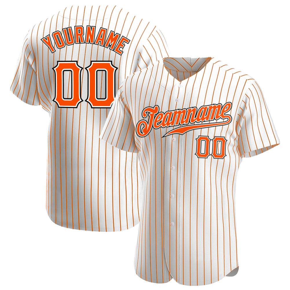 Custom Baseball Jersey White Orange Pinstripe Orange-Black Authentic Men's Size:XL