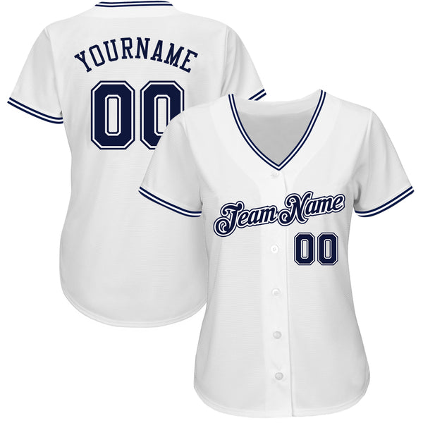 Custom White Navy Authentic Baseball Jersey