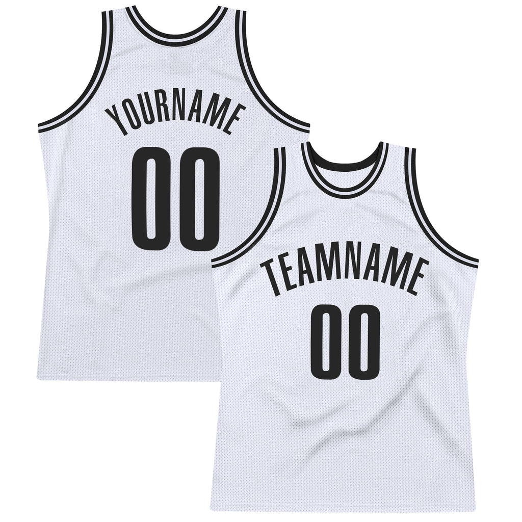 Custom White Black Authentic Throwback Basketball Jersey