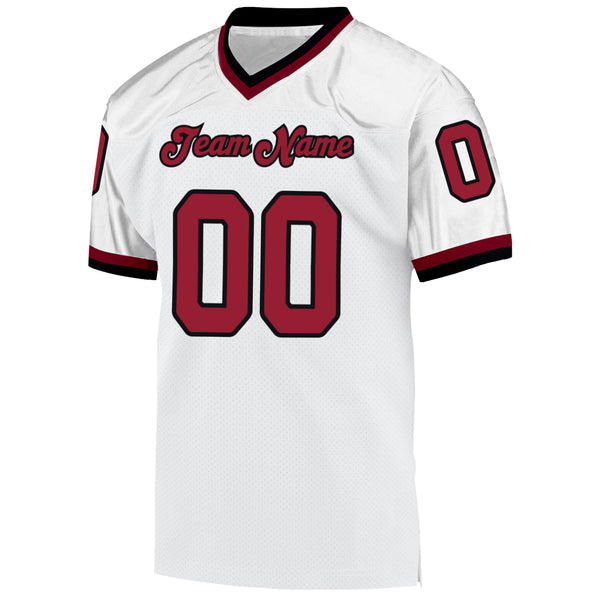 Custom White Cardinal-Black Mesh Authentic Throwback Football Jersey