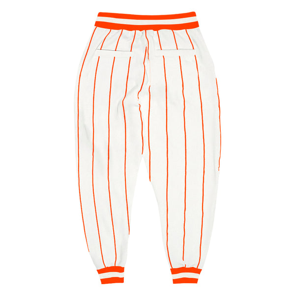 Custom White Orange Pinstripe Orange-White Sports Pants