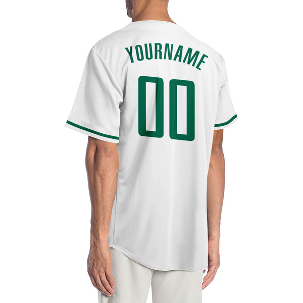 Custom White Kelly Green-Gray Authentic Baseball Jersey