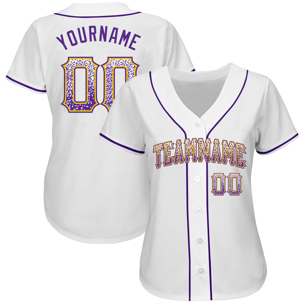 Custom White Purple-Gold Authentic Drift Fashion Baseball Jersey