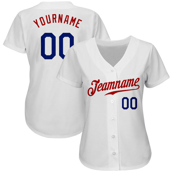 Custom White Royal-Red Authentic Baseball Jersey